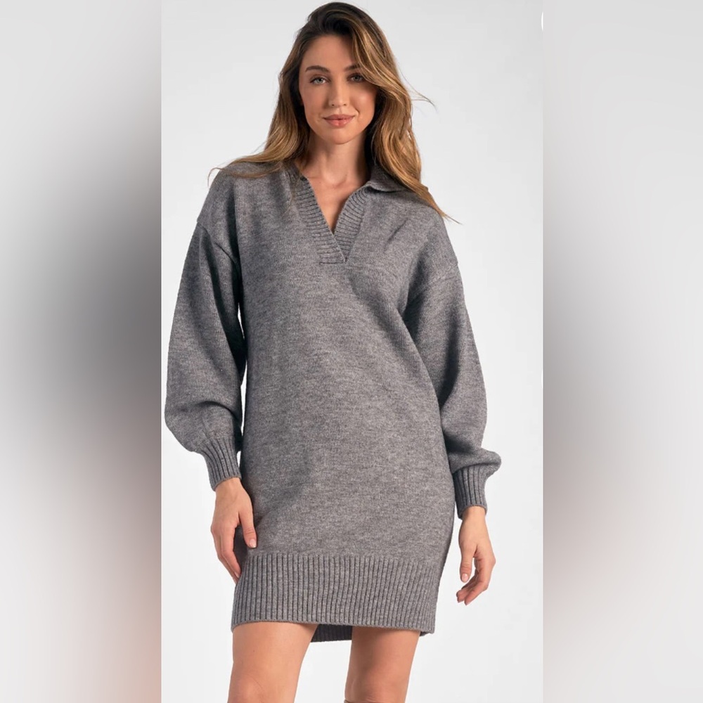 Elan Sweater Dress, Charcoal, Small